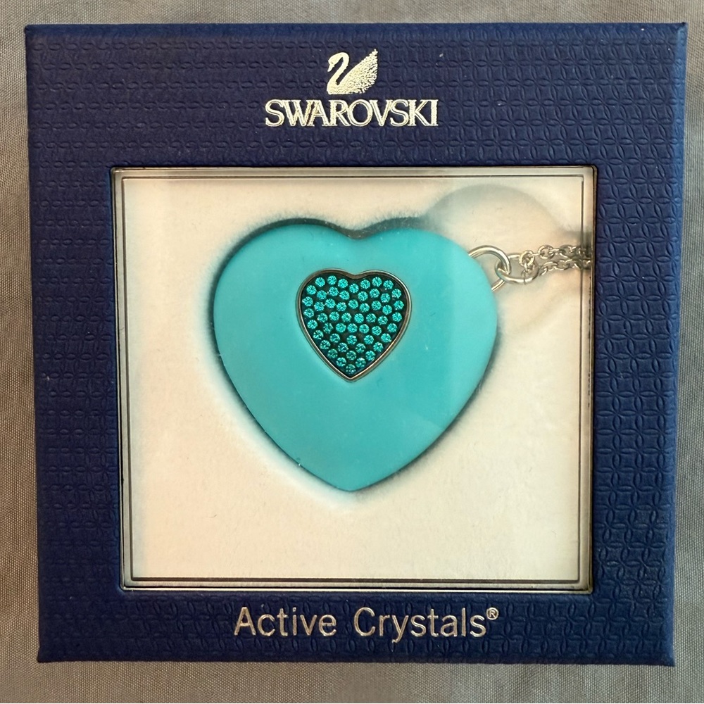Swarovski Blue Heart Pendant with Crystals